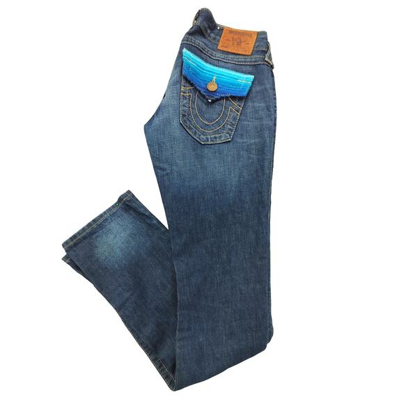 True Religion Women's Faded Denim Jeans Size 25 Straight Leg Color Blue - Picture 11 of 11